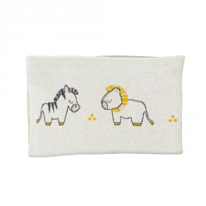 Couverture bébé en maille 80x100cm pluche et pompon Sauthon baby deco