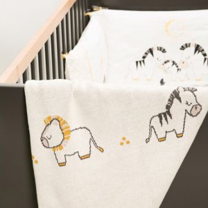 Couverture bébé en maille 80x100cm pluche et pompon Sauthon baby deco