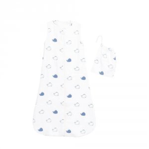 Gigoteuse en lange et coton bio 100cm blue baleine Sauthon baby deco
