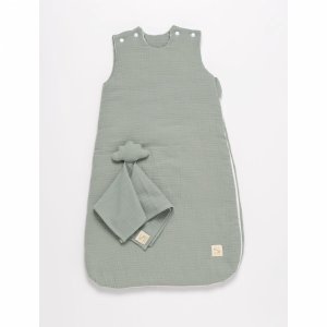 Gigoteuse 0-6 mois avec doudou mouchoir uni sauge Sauthon baby deco