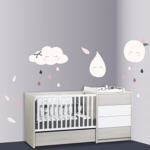 Stickers chambre bébé xxl lune miss fleur de lune Sauthon baby deco