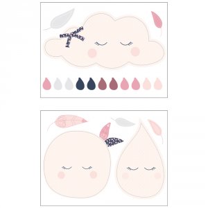 Stickers chambre bébé xxl lune miss fleur de lune Sauthon baby deco