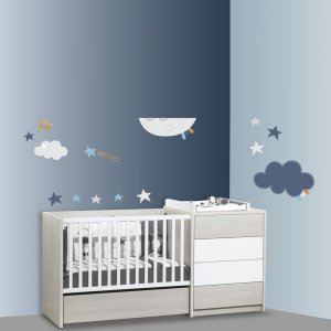 Stickers chambre bébé xxl lune merlin Sauthon baby deco