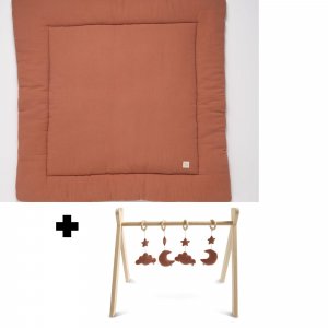 Tapis de parc et arche d'éveil avec jouets uni terracotta Sauthon baby deco