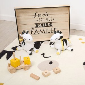 Doudou pluche et pompon Sauthon baby deco