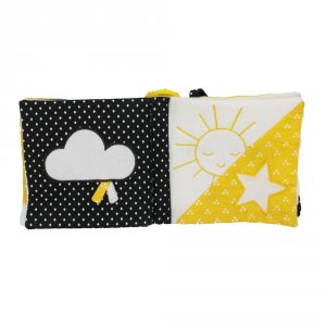 Livre d'éveil pluche et pompon Sauthon baby deco