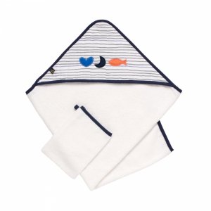 Cape de bain et gant de toilette baby sailor Sauthon baby deco