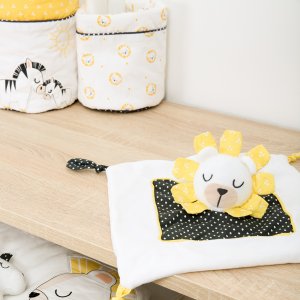 Lot de 3 corbeille gigognes pluche et pompon Sauthon baby deco