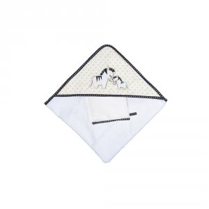 Sortie de bain avec gant pluche et pompon Sauthon baby deco