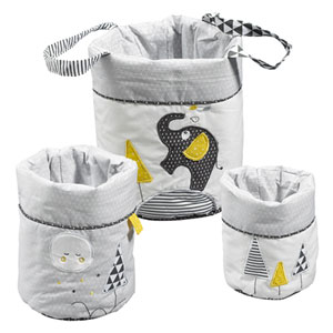 Lot de 3 corbeilles gigogne tissu babyfan Sauthon baby deco