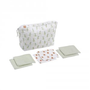 Trousse de toilette bébé avec carrés éponge botanica Sauthon baby deco