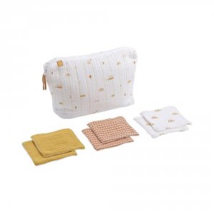 Trousse de toilette bébé avec carrés éponge sunlight Sauthon baby deco