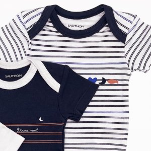 Lot de 3 bodies manches courtes 6 mois baby sailor Sauthon baby deco