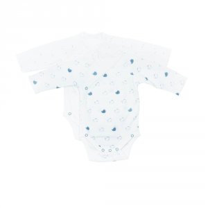 Lot de 2 bodies blanc et bleu naissance blue baleine Sauthon baby deco