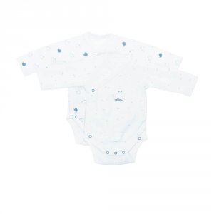 Lot de 2 bodies blanc et bleu naissance blue baleine Sauthon baby deco