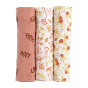 Lot de 3 langes coton bio 70 x 70 esmée Sauthon baby deco