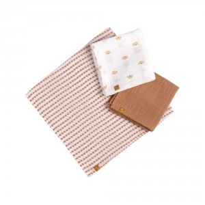 Lot de 3 langes coton bio 70 x 70 sunlight Sauthon baby deco