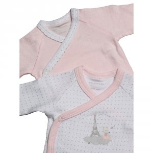 Lot de 2 bodies blanc et rose 3 mois lilibelle Sauthon baby deco