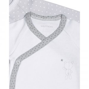 Lot de 2 bodies blanc et gris naissance céleste Sauthon baby deco