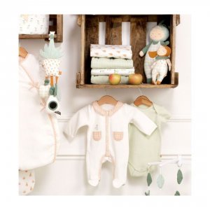Pyjama bébé 1 mois avec col nude botanica Sauthon baby deco