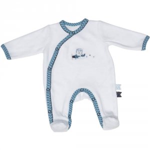 Pyjama bébé velours blanc ours lazare naissance Sauthon baby deco