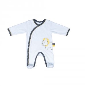 Pyjama bébé velours lion pluche et pompon 3 mois Sauthon baby deco