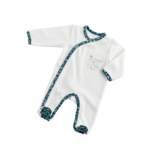 Pyjama bébé blanc 1 mois col motif tilleul promenons nous Sauthon baby deco