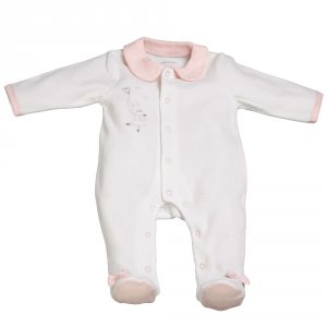 Pyjama bébé velours blanc 1 mois lilibelle Sauthon baby deco