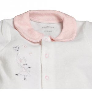 Pyjama bébé velours blanc 3 mois lilibelle Sauthon baby deco
