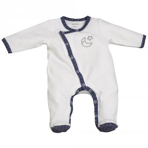 Pyjama bébé velours blanc 1 mois merlin Sauthon baby deco