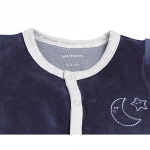 Pyjama bébé velours bleu merlin 1 mois Sauthon baby deco