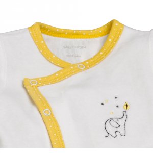 Pyjama bébé velours blanc/jaune babyfan naissance Sauthon baby deco