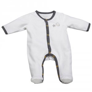 Pyjama bébé velours blanc/gris babyfan 1 mois Sauthon baby deco