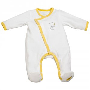 Pyjama bébé velours blanc/jaune babyfan 1 mois Sauthon baby deco
