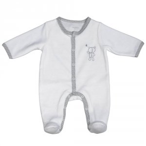 Pyjama bébé velours blanc ours céleste 3 mois Sauthon baby deco