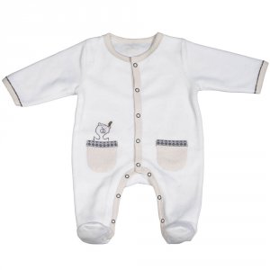 Pyjama bébé velours blanc timouki naissance Sauthon baby deco