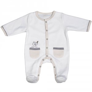 Pyjama bébé velours blanc ours timouki 3 mois Sauthon baby deco