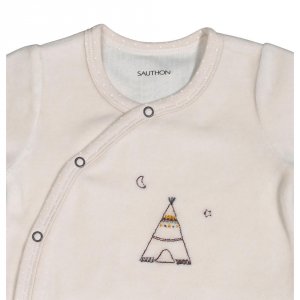 Pyjama bébé velours beige 3 mois timouki Sauthon baby deco