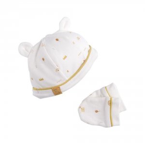 Bonnet et moufles naissance sunlight Sauthon baby deco