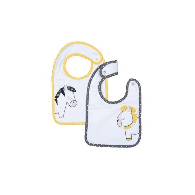 Lot de 2 bavoirs pluche et pompon