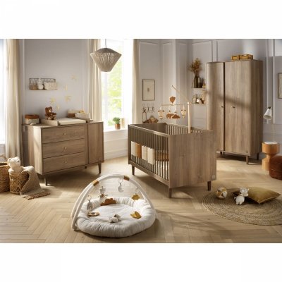 Chambre bébé duo lit + commode mokka