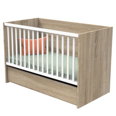 Lit bébé 60x120 cm + tiroir de lit nova blanc lin