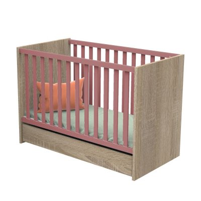Lit bébé 60x120 cm + tiroir de lit nova rose canyon
