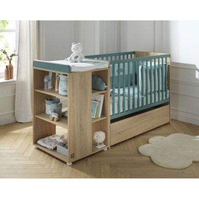 Lit évolutif bébé combiné 60x120 cm en 90x190 cm + tiroir de lit nova argile douce