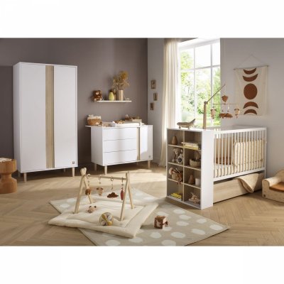 Chambre bébé duo lit 60x120cm transformable + commode 3 tiroirs 1 porte paloma + plan à langer offert