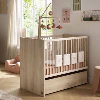 Chambre bébé duo lit 60x120cm + commode 3 tiroirs paloma bois