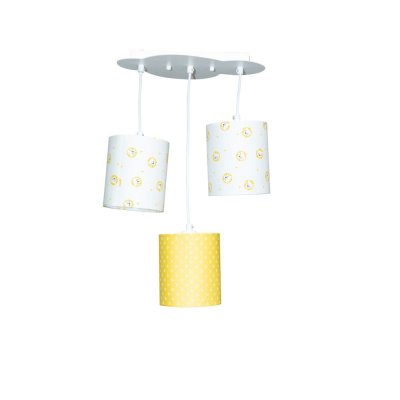 Suspension lumineuse trio pluche et pompon
