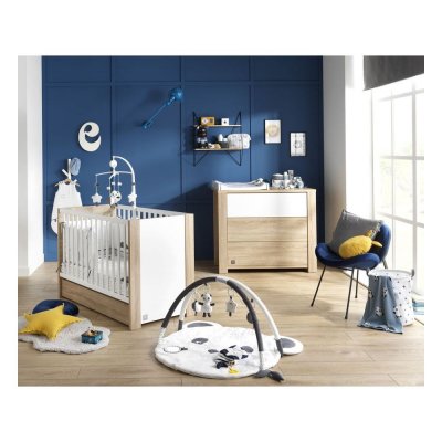 Chambre bébé duo lit 60x120cm + commode antonin bois et blanc