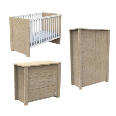 Chambre bébé trio lit 60x120cm + commode + armoire antonin bois