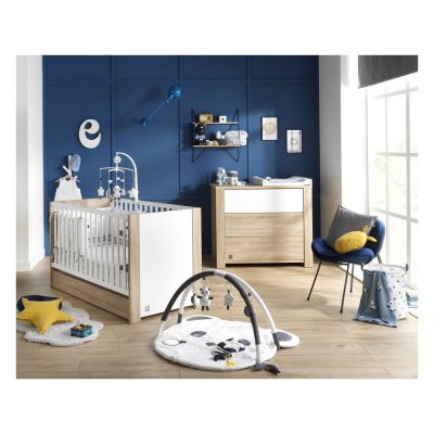 Chambre bébé duo lit + commode antonin bois et blanc